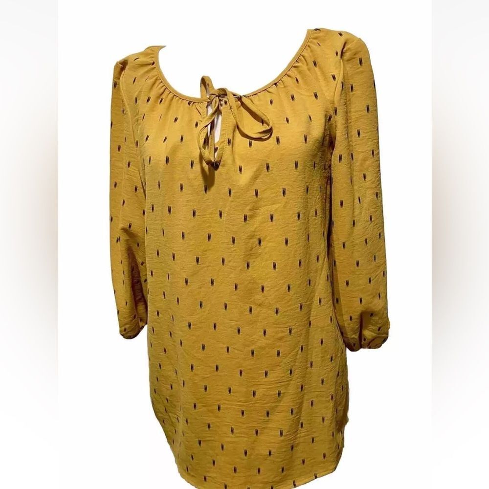 NYCC Blouse Yellow Top peasant milkmaid business casual office fall women S NWT